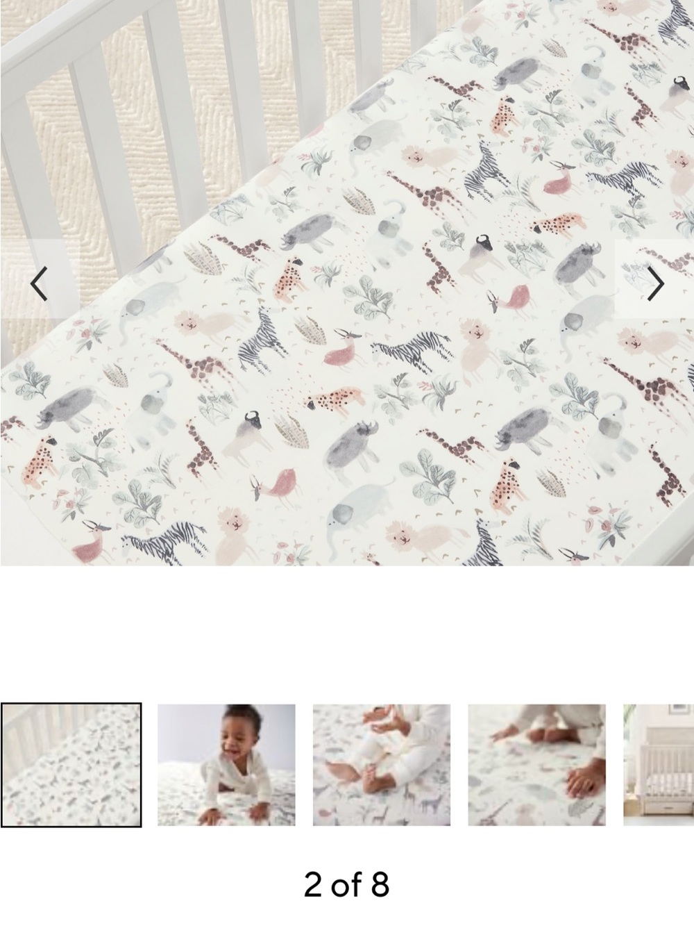 Pottery Barn Organic Cotton Safari Crib Sheet (1 fitted sheet)